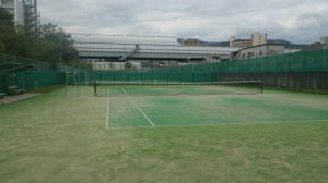 砂入人工芝のテニスコートがある瀬戸公園テニスコートの写真